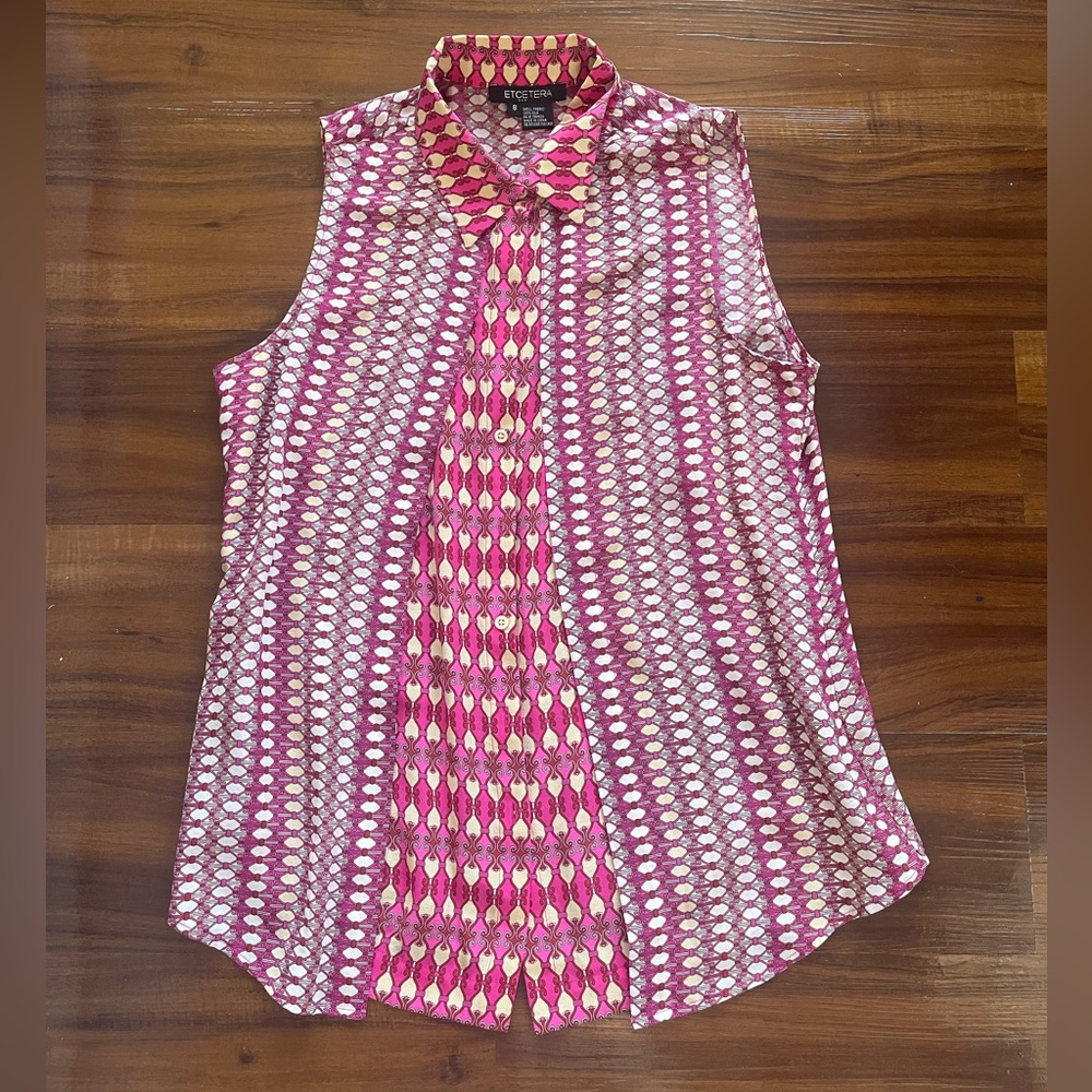 Etcetera Pink Silk Top SZ 8